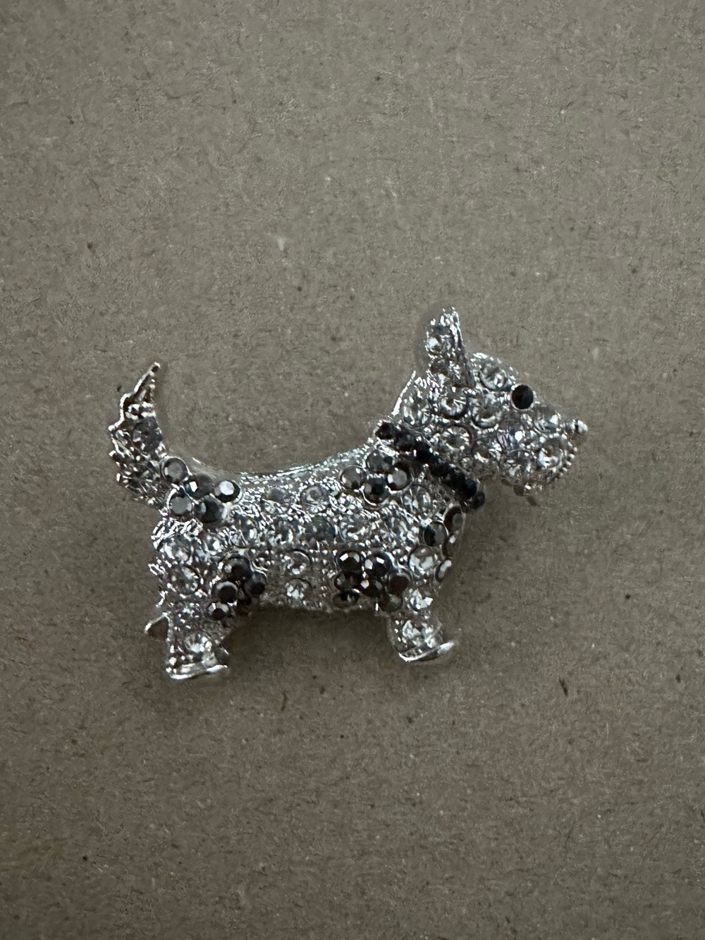 Crystal Silver Dog Brooch - Sparkling Canine Accent